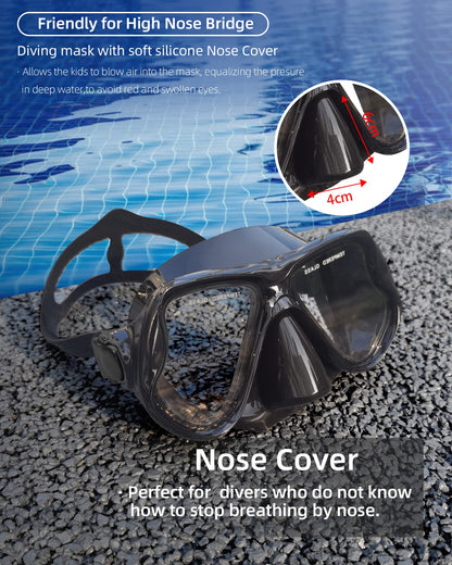 Keary Goggles Swimming Adult Mask Swim Goggles for Men Women Teens Adult Youth 180° Wide View Soft Silicone Skirt Clear No Leak Anti-Fog Swim Goggles with Nose Cover Pool Underwater Water Mask Glasses
