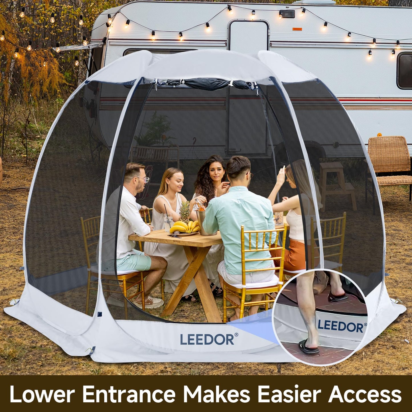 LEEDOR Pop Up Screen House, 4-6 Person Outdoor Screen Tent，Camping Screen Room with Carry Bag, Screen Gazebo with Mosquito Netting, Instant UV Resistant Sun Shelter for Garden, Patio, Backyard 10'x10'