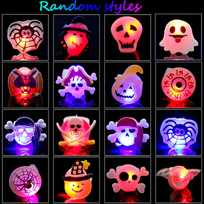 DERAYEE Halloween LED Rings for Kids, 50Pcs Light Up Ring Toys Halloween Party Favors Flash Finger Lights Glow in The Dark Treats Goodie Bag Fillers