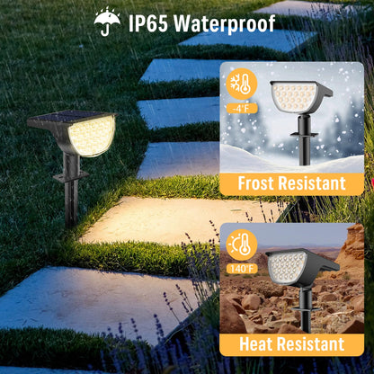GKGG Solar Lights Outdoor Waterproof IP65, 76 LED 3 Lighting Modes Solar Spot Lights Outdoor Yard Garden Landscape Pathway (Warm White, 4 Pack)