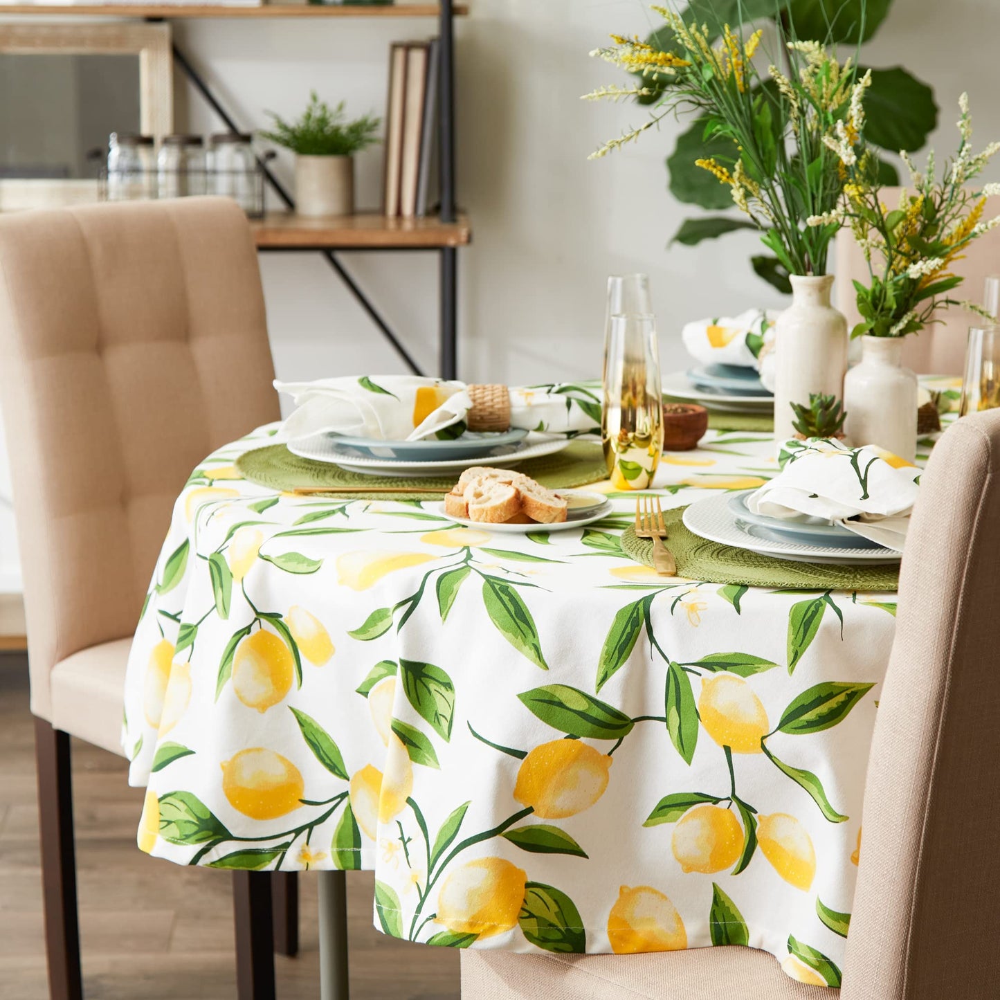 DII Lemon Bliss Tabletop Collection, Tablecloth, 70" Round