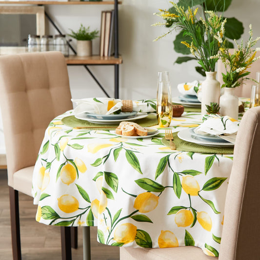 DII Lemon Bliss Tabletop Collection, Tablecloth, 70" Round