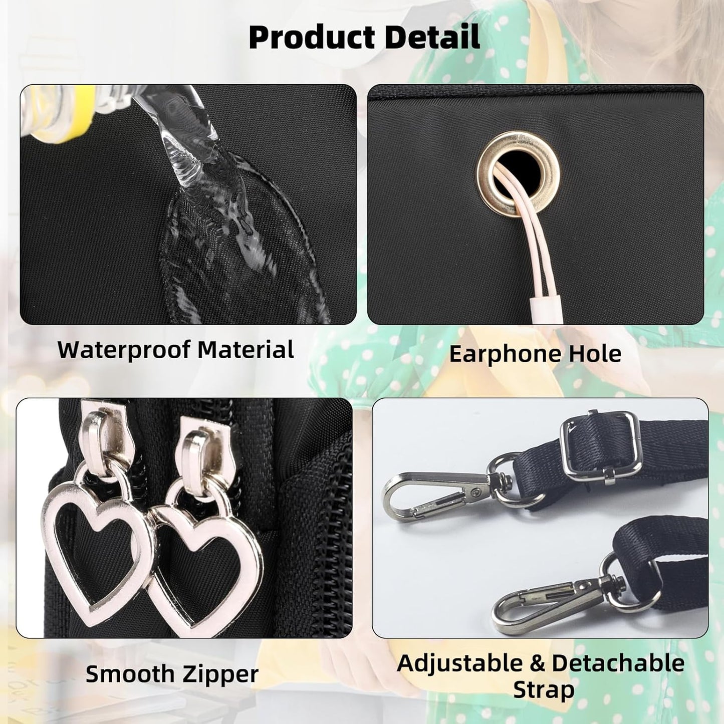 JANKS Small Crossbody Bag for Women - Mini Phone Purses with Crossbody Strap and Wallet - Nylon Arm Bag