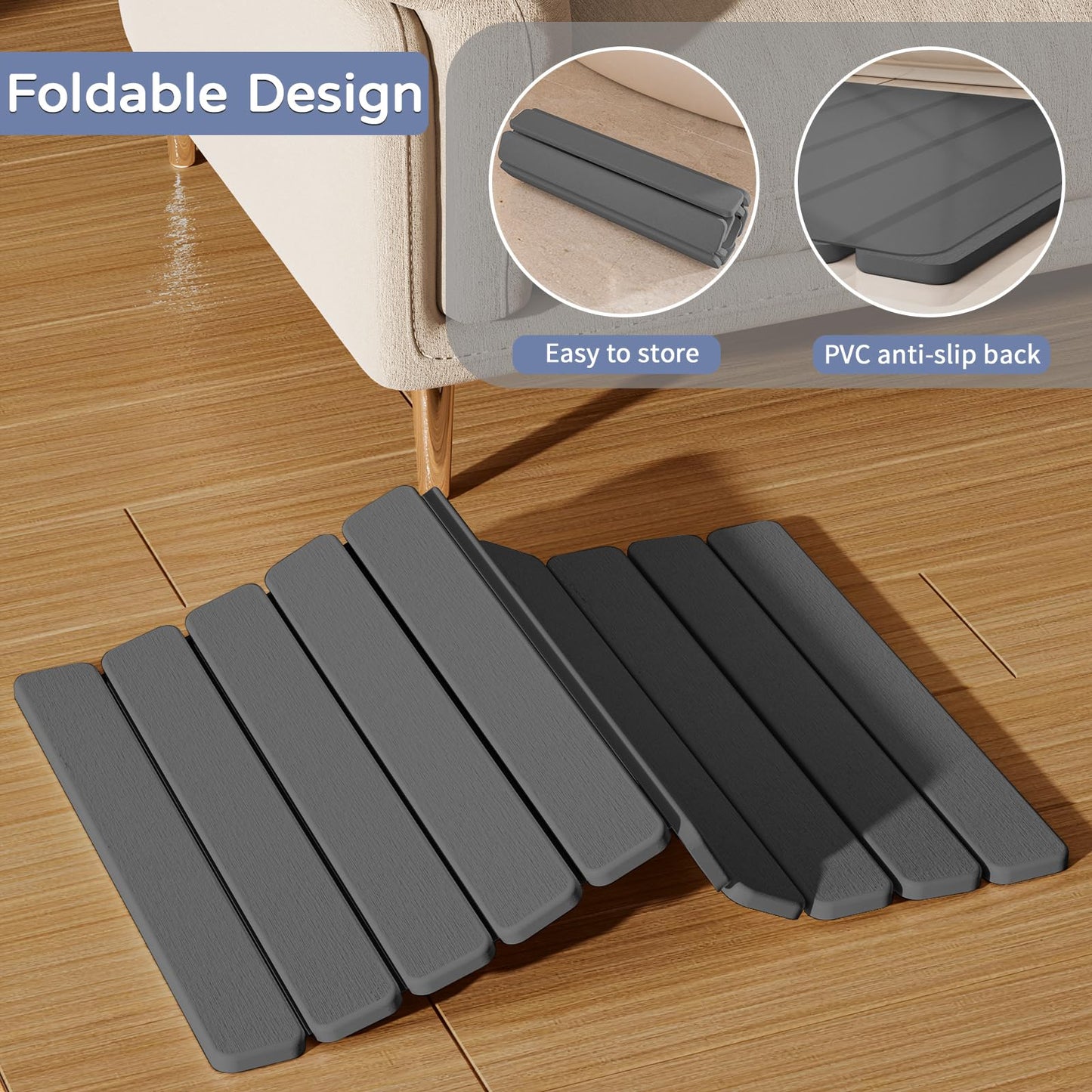 Foldable Stone Bath Mat, Quick Dry Stone Drying Mats for Bathroom, Super Absorbent Bath Stone Mat, Non Slip, Large Diatomaceous Earth Dish Drying Mats for Kitchen Counter 23.5 x 15.4in, Dark Gray