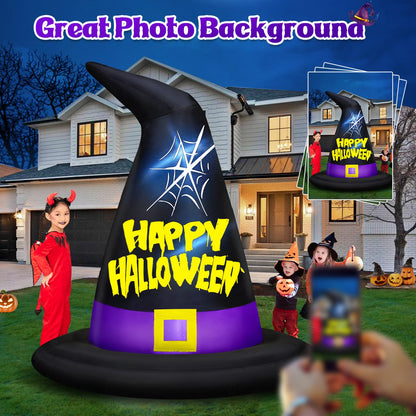Danxilu 6 FT Halloween Inflatables Outdoor Decorations, Halloween Inflatable Witch Hat Built-in LED Lights Blow Up Yard Decoration for Decor Outside Holiday Party Garden Lawn