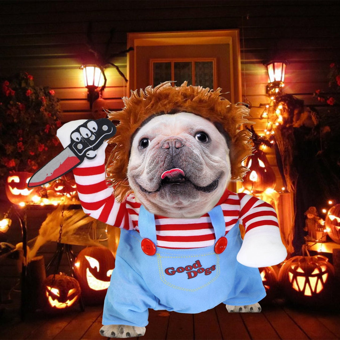 GOYOSWA Dog Halloween Costumes, Pet Deadly Doll Dog Costume Funny Dog Costumes Dog Halloween Costume Clothes for Small Medium Large Extra Large Dogs Pets (Medium)