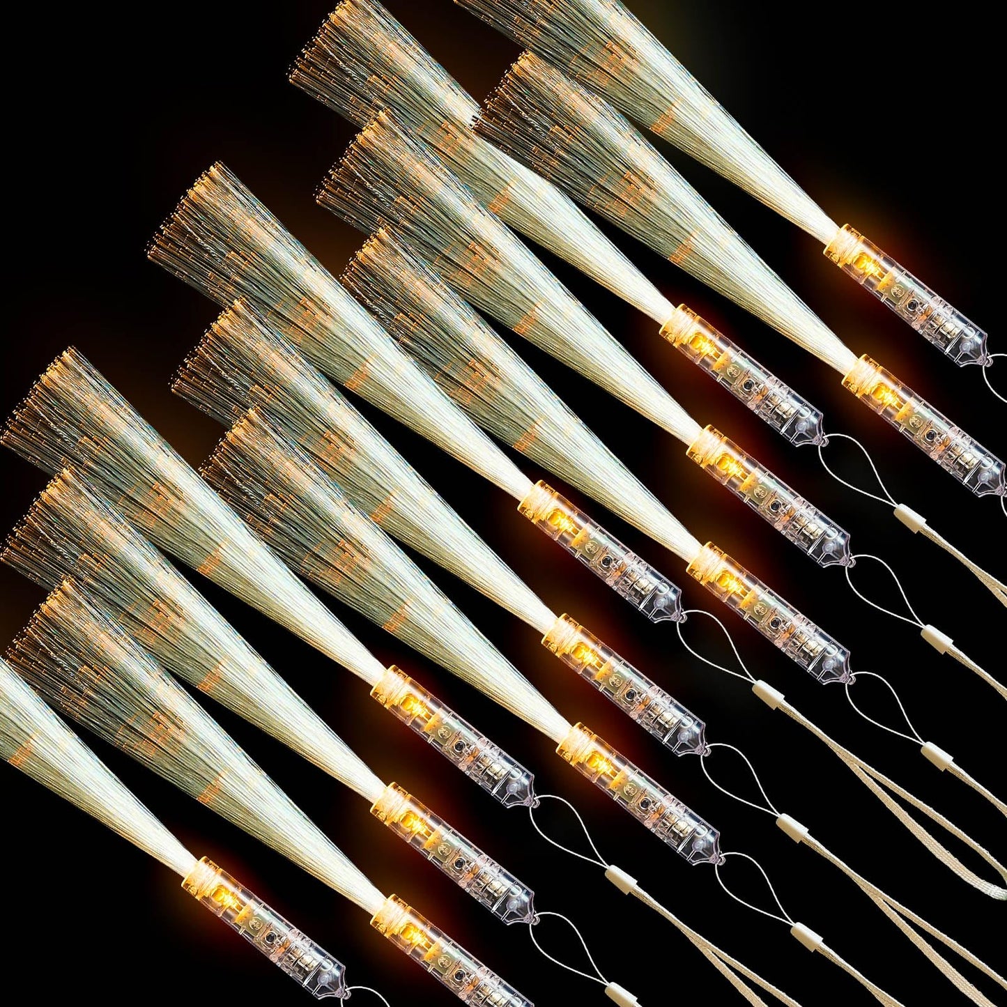 Kasyat 10 Pieces Fiber Optic Wand Light up Glow Stick LED Colorful Flashing Wands for Wedding, Halloween, Christmas Neon Party Favors Supplies(Clear)