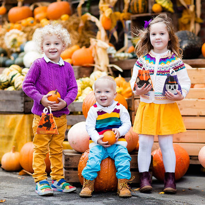 DIYASY 72 Pcs Halloween Drawstring Treat Bags, Small Plastic Candy Bags with Handle Trick or Treat Halloween Party Favors Supplies