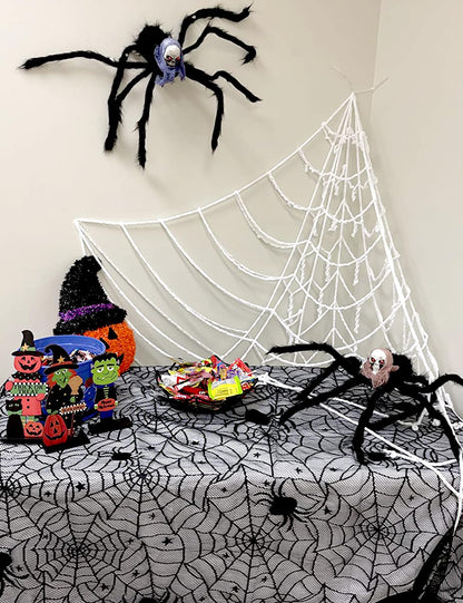 Halloween Table Cloth, Black Spider Web Lace Tablecloth for Rectangle Tables, Gothic Halloween Decor for Masquerade, Scary Movie Nights, Dinner Party Table Decorations 60 x 71 inch