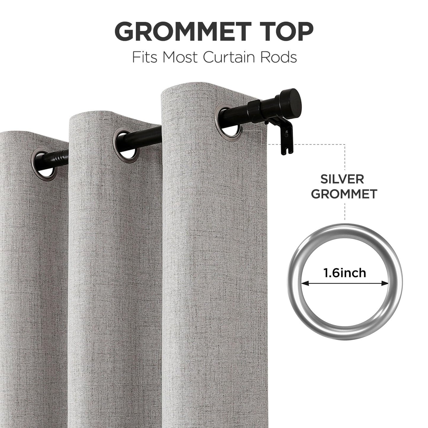 Joydeco 100% Blackout Curtains 84 Inch Length 2 Panels Set, Room Darkening Curtains for Bedroom, Grommets 100% Black Out Textured Thermal Light Blocking Drapes Privacy Protection, 52W x 84L Inch