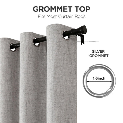 Joydeco 100% Blackout Curtains 84 Inch Length 2 Panels Set, Room Darkening Curtains for Bedroom, Grommets 100% Black Out Textured Thermal Light Blocking Drapes Privacy Protection, 52W x 84L Inch