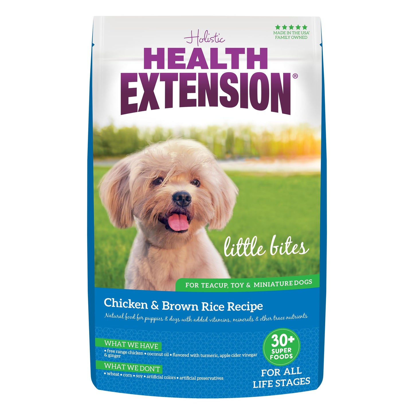 Health Extension Little Bites Dry Dog Food for Small Breeds, Chicken & Brown Rice Recipe, with Probiotics & Superfoods for Digestion & Coat Health, 10 lb Bag (Pack of 1)