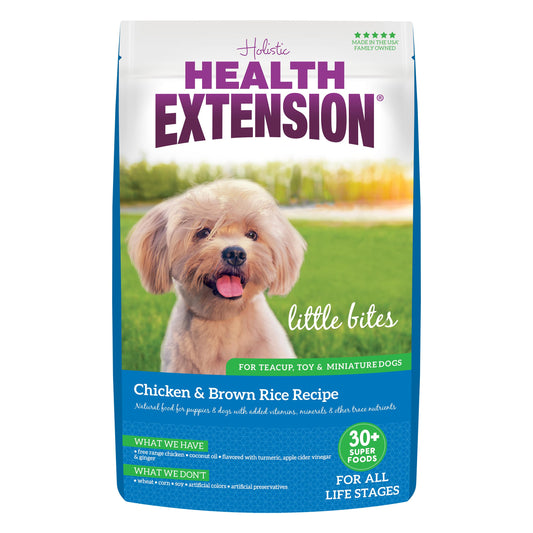 Health Extension Little Bites Dry Dog Food for Small Breeds, Chicken & Brown Rice Recipe, with Probiotics & Superfoods for Digestion & Coat Health, 10 lb Bag (Pack of 1)