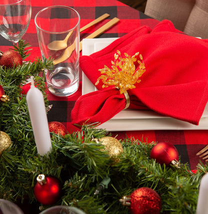 DII 100% Cotton, Machine Washable, Dinner, Summer & Picnic Tablecloth, 52 X 52, Red & Black Buffalo Check, Seats 4 People