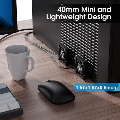 ELUTENG Dual 40mm USB Fan with 3 Speeds Adjustable 5V PC Fan Max 5500RPM 40mm * 40mm * 25mm Mini Case Fan Quiet Computer Fan Compatible for PC, TV Box, Router, Xbox, PlayStation
