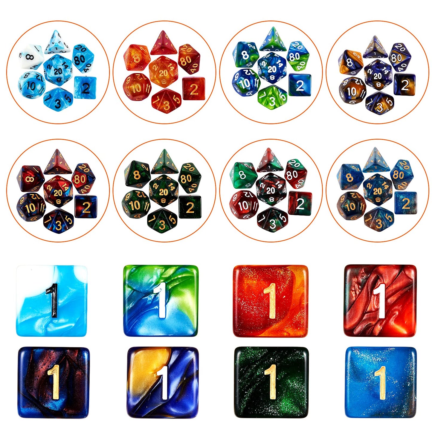 Coyeekn DND Dice Set, 25 x 7 (175 Pieces) Polyhedron Dice 25 Colors Dice for Dungeons and Dragons Tabletop Role-Playing Games with 1 Large Flannel Bag