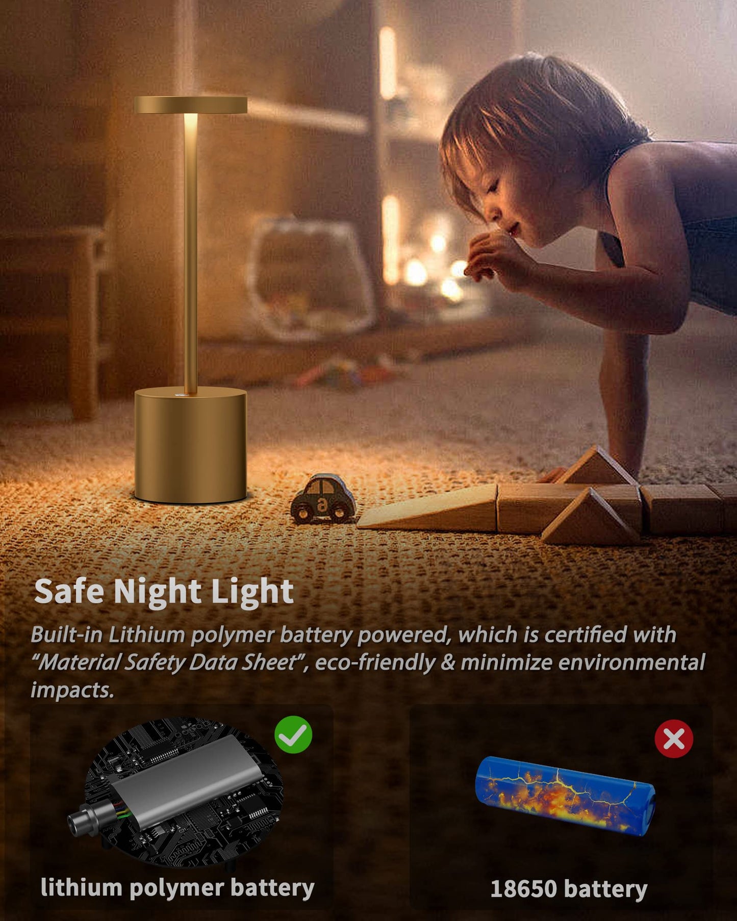 YIBEN 2Pack Cordless Table Lamp, Rechargeable LED Battery 5000mAh Metal USB Portable Powered Desk Lamp, 3 Levels Brightness Light for Restaurants Outdoor (2pack 10.25in Titanium)