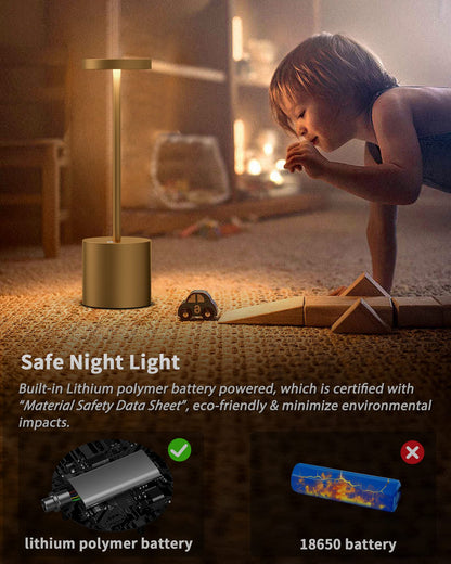 YIBEN 2Pack Cordless Table Lamp, Rechargeable LED Battery 5000mAh Metal USB Portable Powered Desk Lamp, 3 Levels Brightness Light for Restaurants Outdoor (2pack 10.25in Titanium)