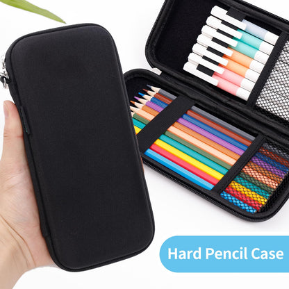 iDream365 Upgraded Hard Pencil Case Box for Adluts,Durable Pen Carrying Case with Zipper-Black