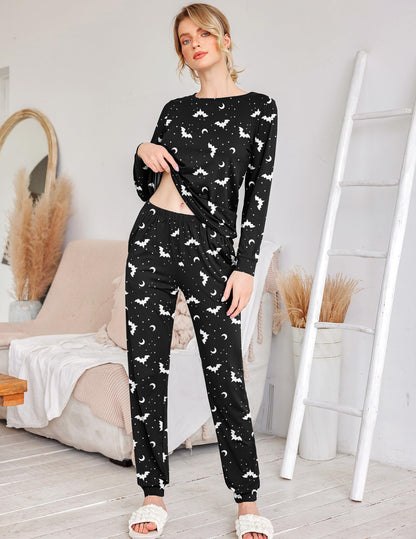 Ekouaer Womens Jogger Pajama Sets Long Sleeve Sleepwear Round Neck Nightwear Soft Pjs Lounge Sets with Pockets