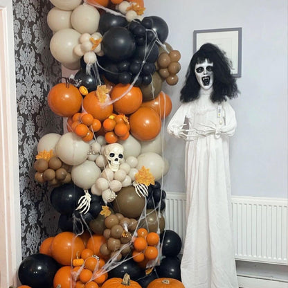 169Pcs Halloween Balloons Garland Kit for Parties - Orange Apricot Off-White Balloons Arch Kit for Baby Shower, Birthday, Halloween
