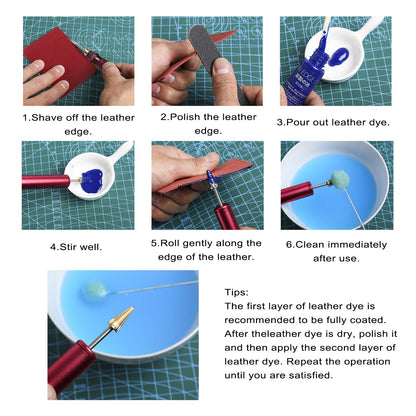 Dorhui Leather Craft Tools Kit, Leather Working Tools and Supplies Leather Craft Stamping Tool Waxed Thread Groover Awl Stitching Punch Hole for Leather Artworks