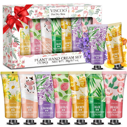 VISCOO 7 Pack Hand Cream Gifts Set for Women,Stocking Stuffers for Women,Teengirls,Christmas Gifts Bulk Gifts,Small Gifts,Mini Moisturizing Hand Lotion Travel Size in Bulk for Dry Cracked Hands