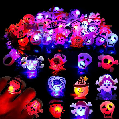 DIYASY Halloween Light Up Rings for Kids,50 Pcs LED Flashing Ring Toys for Halloween Kids Party Favors Prizes and Goodie Bag Fillers