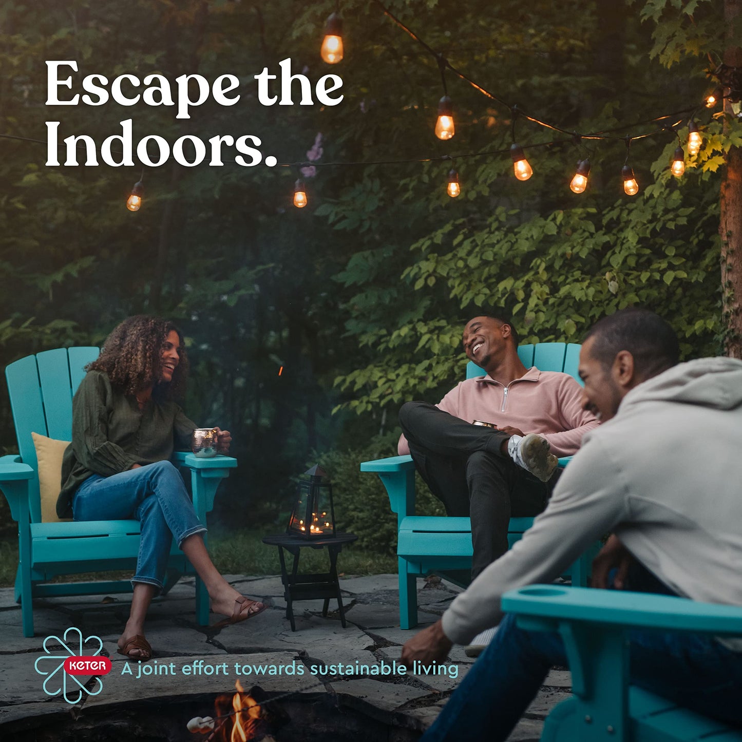 Keter Denali 30 Gallon Resin Outdoor Storage Box and Patio Furniture Side Table for Pool and Garden Accessories, Grey & Black