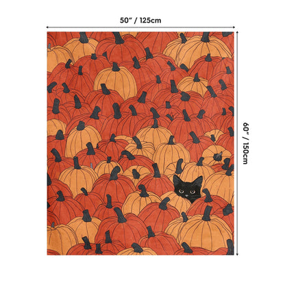 Horaldaily Fall Flannel Blanket Throw, Orange Pumpkin Cat Soft Fuzzy Plush Cozy Fleece Blankets for Couch Sofa Bed Lounging, Ideal Gifts for Kids Adults Wife Self, 50x60