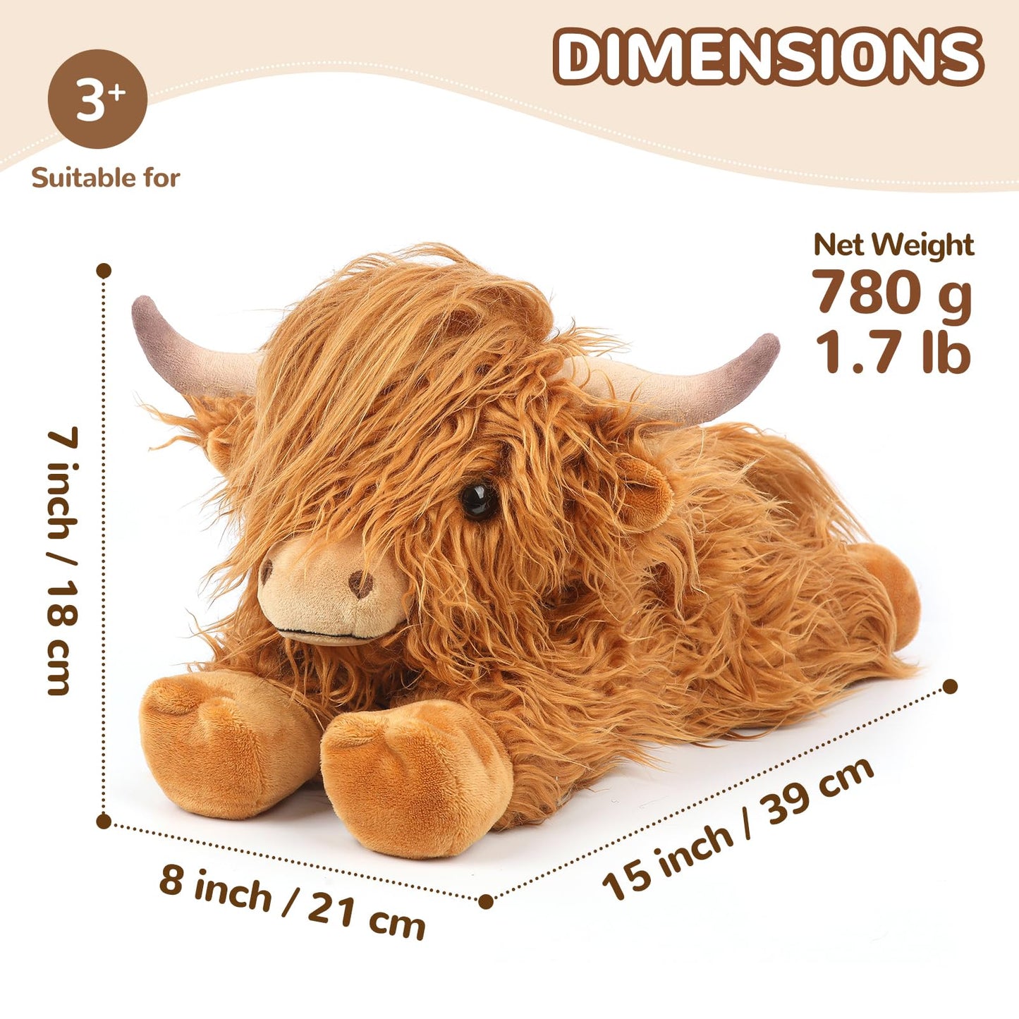 Highland Cow Stuffed Animals, Microwavable Stuffed Animals Heating Pad for Cramps, Pain Stress Relief, Heatable & Coolable Lavender Scented Cow Plush Toy for Anxiety, Women Kid Bedtime Highland Cattle