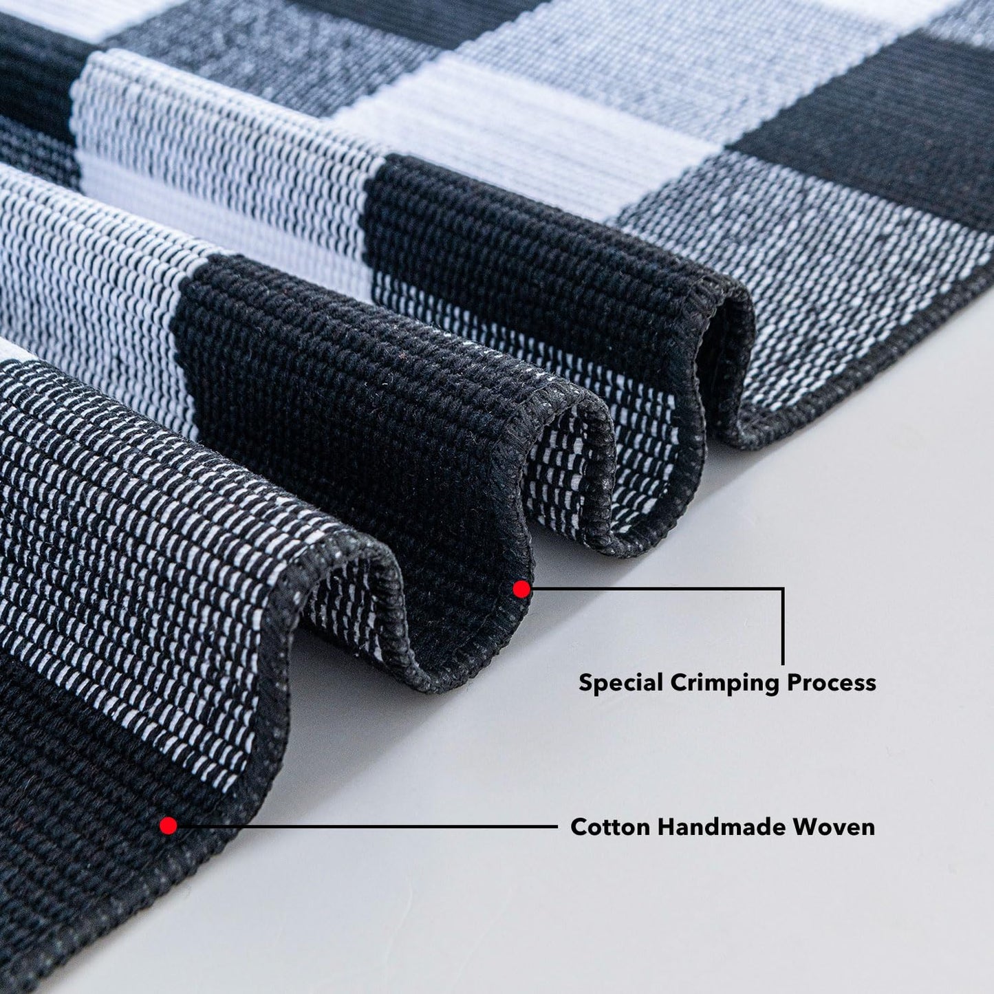 Cotton Buffalo Plaid Rugs 27.5"x43"(2.3'x3.6'),Complete Home Rug Hand-Woven, Indoor/Outdoor Use,Black & White Checkered Rug-Layered Door Mats, Washable for Front Porch, Kitchen, Farmhouse