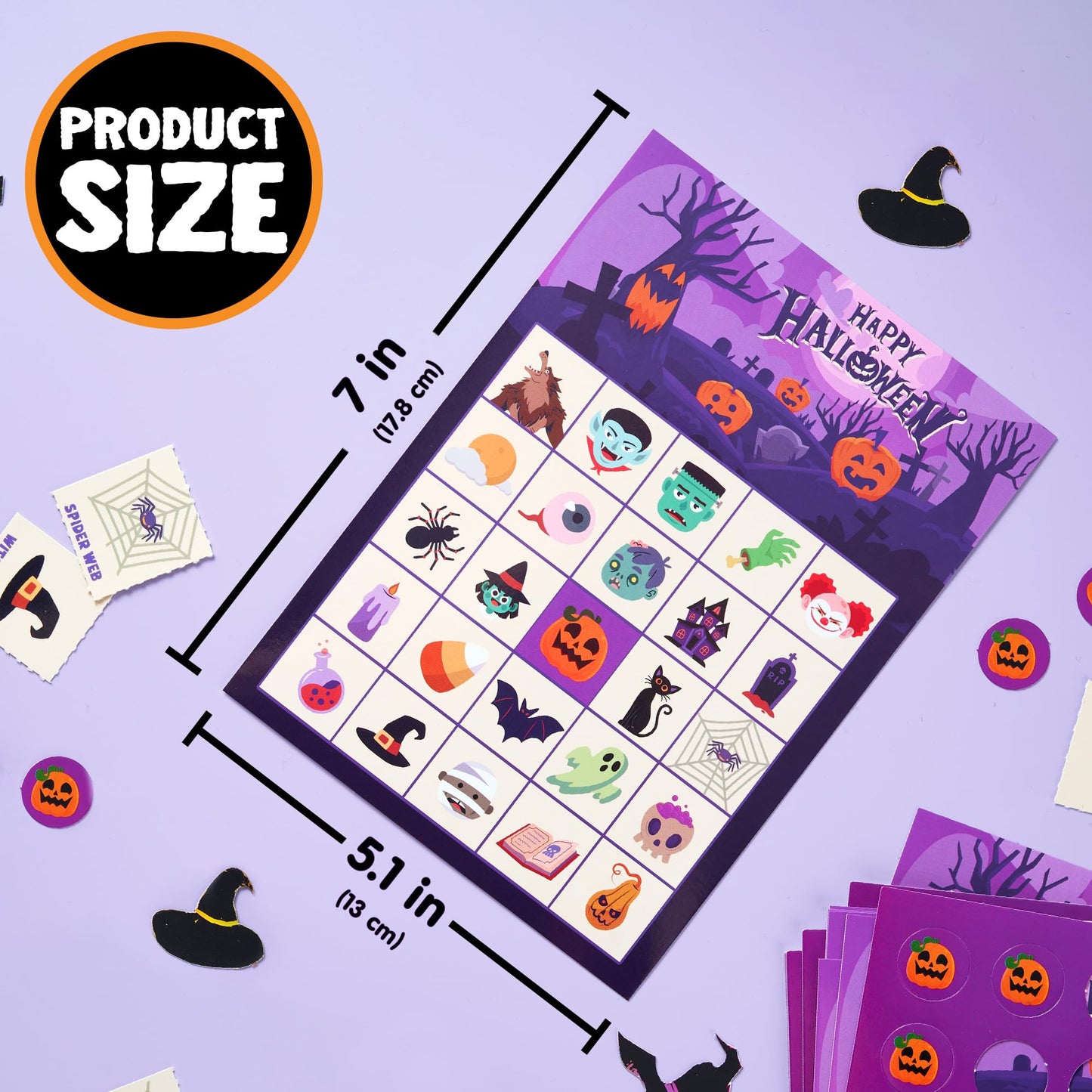 JOYIN 32 Players Halloween Bingo Card Game, Kids Bingo Cards Set for Halloween Party Games, Large Group Family Activities, School Classroom Party Supplies