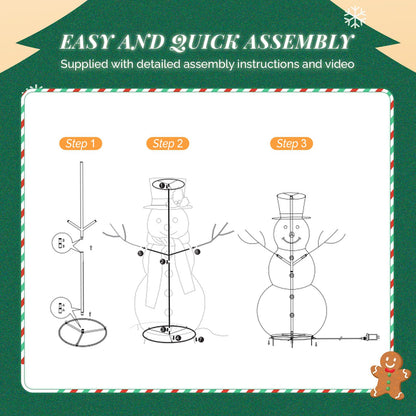 VINGLI Snowman Outdoor Christmas Decorations with 90 LED Lights, Lighted Snowman with Top Hat Holiday Ornaments Yard Decor for Home, Lawn and Front Yard-4 FT