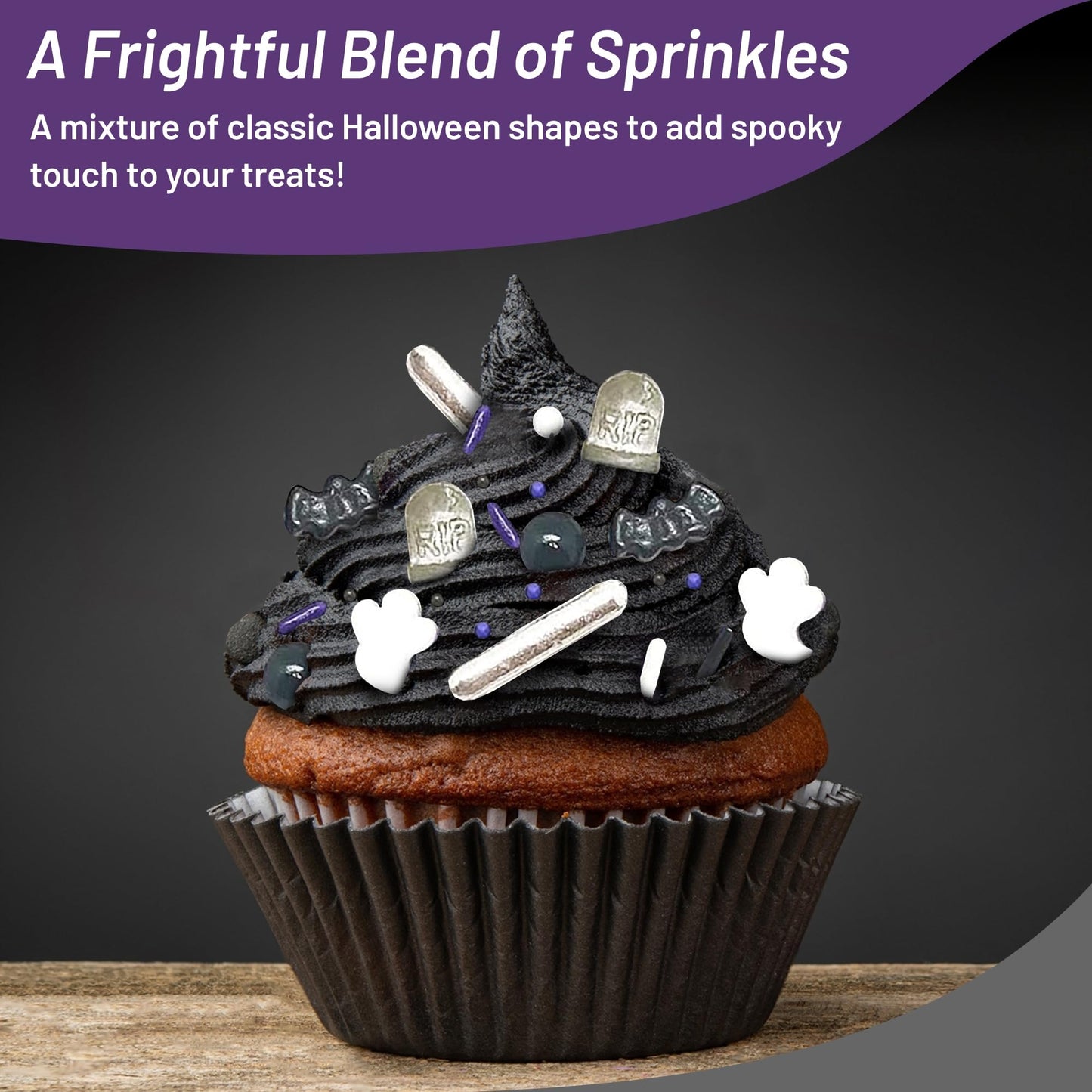 Delicious & Deadly Graveyard Smash-RIP black Violet Purple White Silver Haunted Mansion Halloween Fall Colorful Candy Sprinkles Mix Baking Edible Cake Cupcake Cookie Decorations - 8 OZ