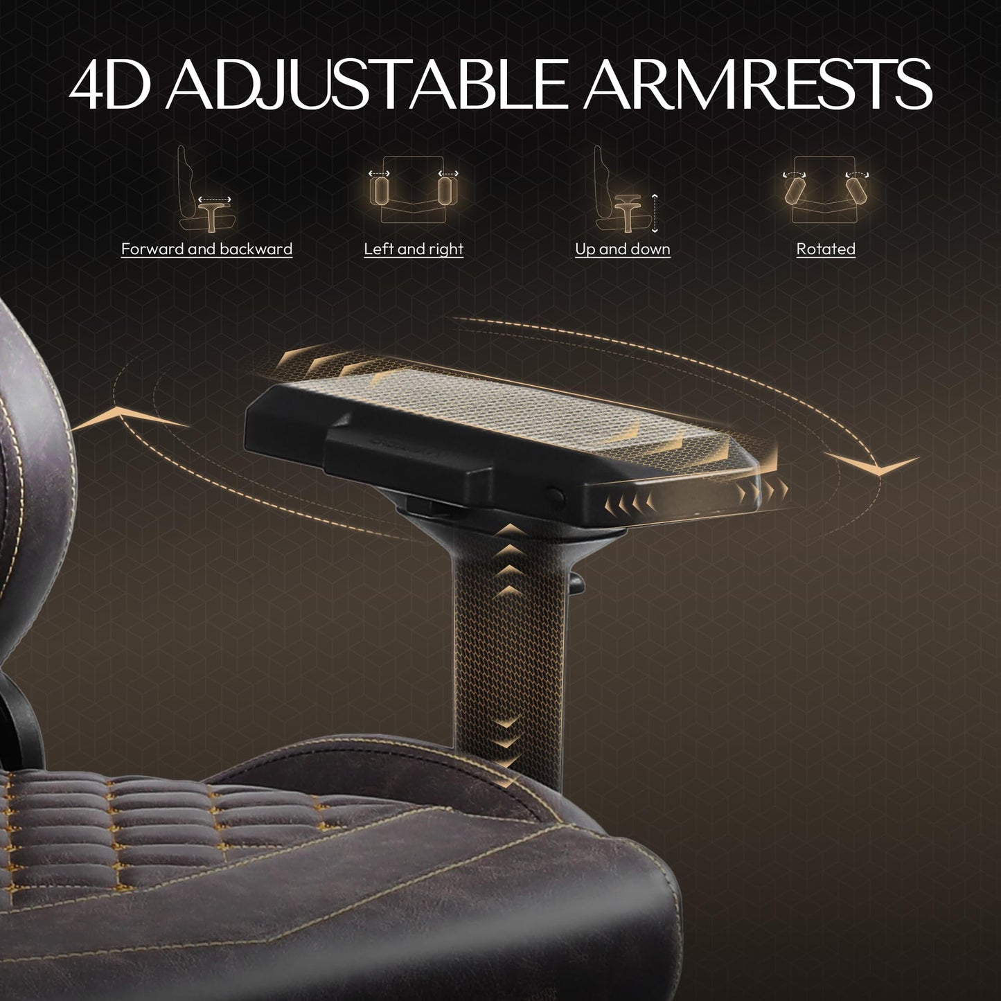 Dowinx Gaming Chair Big and Tall, Ergonomic Computer Chair with 4D Armrests and Footrest Massage Lumbar Support, High Back Comfortable Gamer Chair for Adults 350Lbs PU Leather for Office Game, Brown