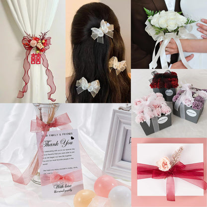 Hiswan 3/4 inch Sheer Organza Ribbon 50 Yards Black Chiffon Ribbon for Gift Wrapping Christmas Halloween Decoration Wedding Bouquet Crafts