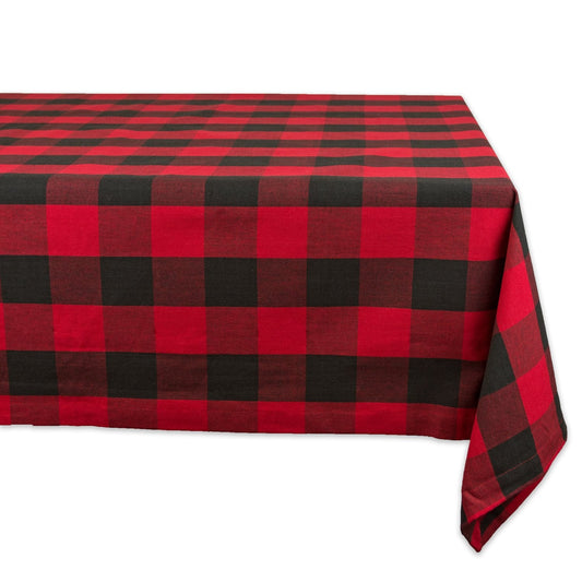 DII 100% Cotton, Machine Washable, Dinner, Summer & Picnic Tablecloth, 52 X 52, Red & Black Buffalo Check, Seats 4 People