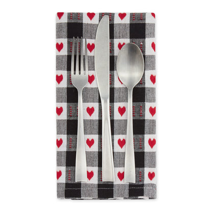 DII Valentine's Day Collection, Napkin Set, 20x20, Dobby Hearts Check