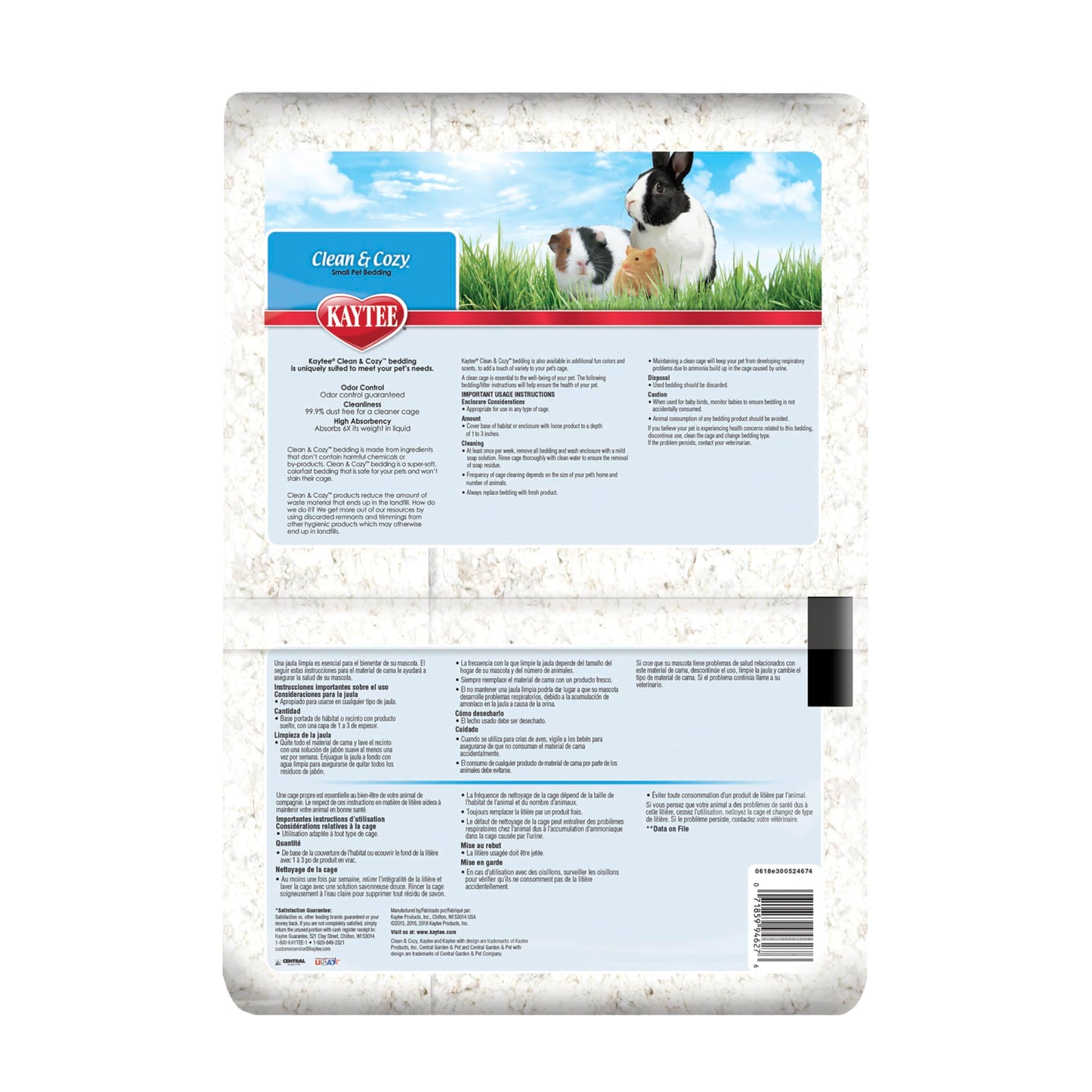 Kaytee Clean & Cozy White Paper Bedding, Made for Small Animals, 49.2 Liters