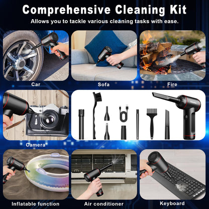 Compressed Air Duster,3 Gear Adjustable 100000RPM Electric Air Duster, Rechargeable Cordless Air Blower with LED Light for Computer Keyboard Electric Devices Cleaning. Replaces Compressed Air Cans