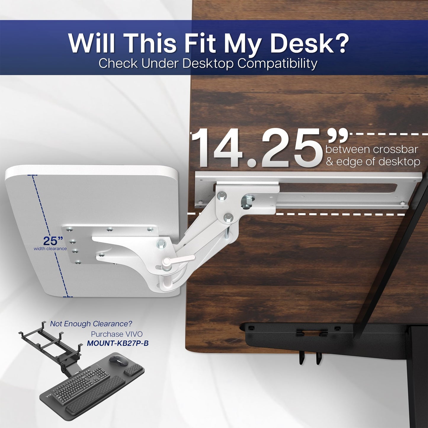 VIVO Adjustable Computer Keyboard & Mouse Platform Tray Ergonomic Under Table Desk Mount Drawer Underdesk Shelf (MOUNT-KB03B)