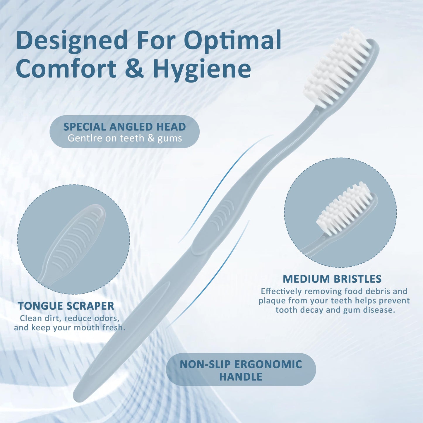 DR.BRIGHT 40-Pack Individually Wrapped Toothbrushes with Tongue Scraper | Bulk Soft Bristle Toothbrush Set for Adults, Travel-Friendly Disposable Toothbrushes for Hotels, Dental Offices(Multi-Colored)