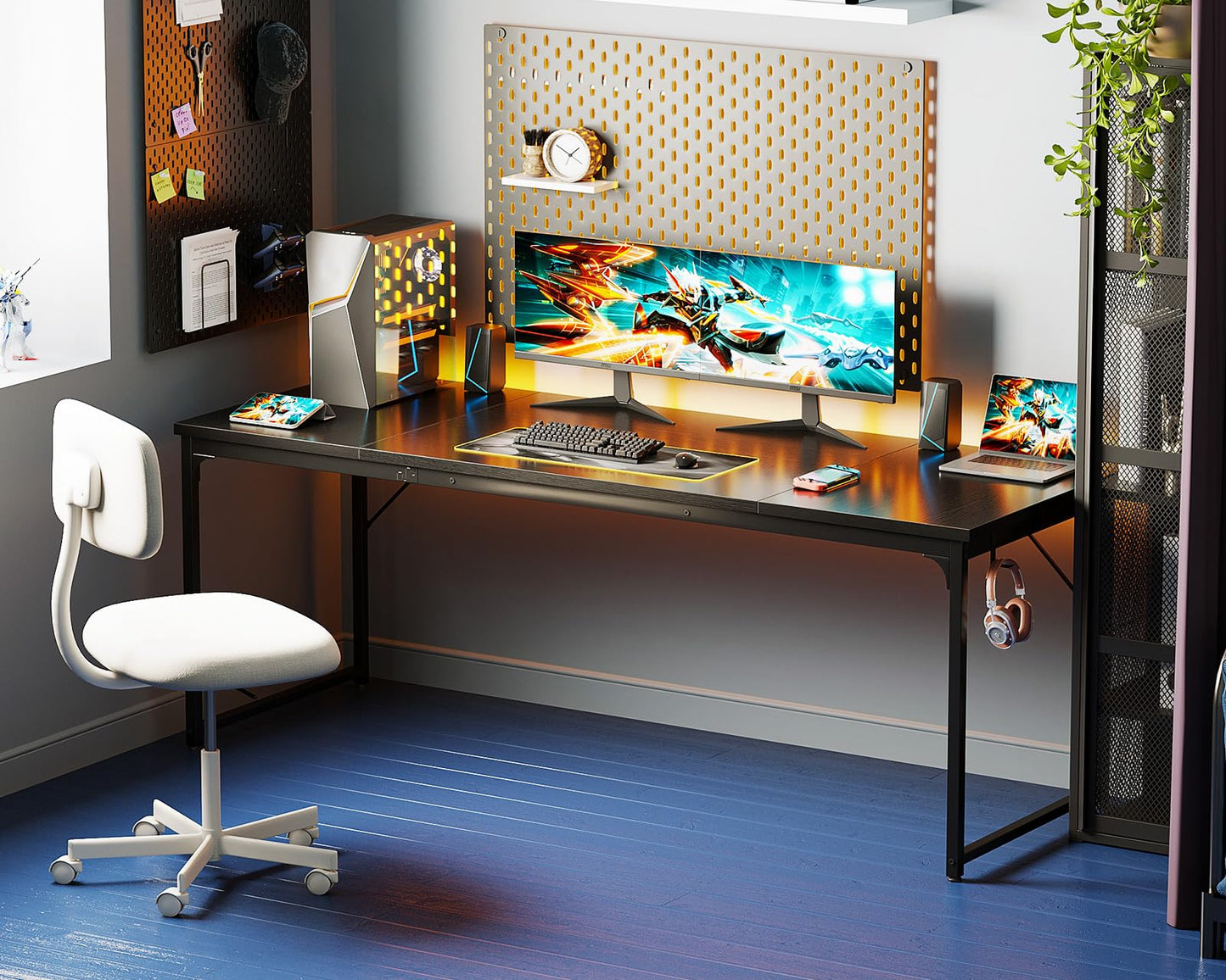 Coleshome 71 Inch Computer Desk, Modern Simple Style Desk for Home Office, Study Student Writing Desk, Black