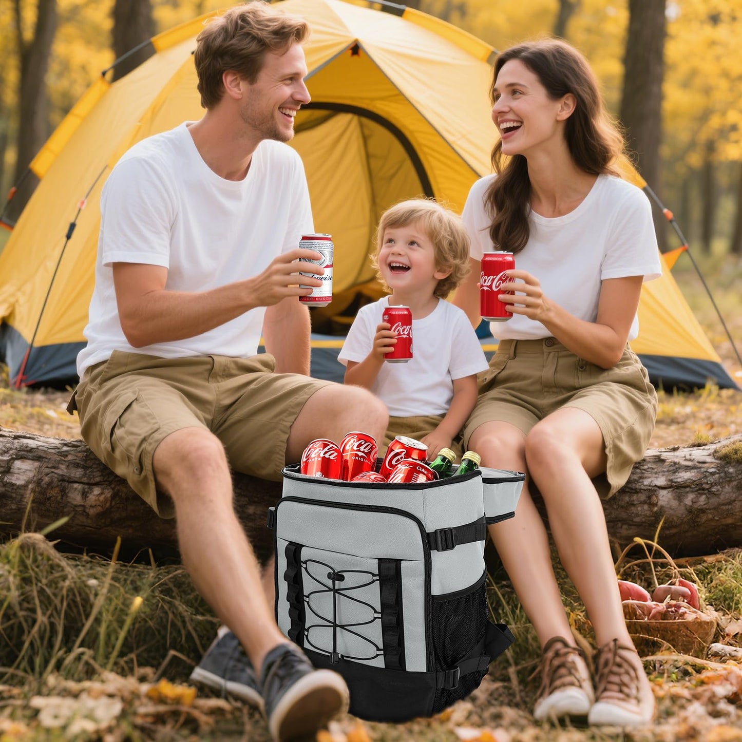 Cooler Backpack - 40 Cans Insulated Backpack Cooler for Men & Women, Portable 2 Leak Proof Compartments Coolers Bag for Beach Travel Picnic Lunch Hiking BBQ Camping - MIYCOO