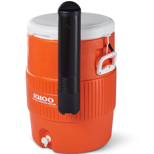 Igloo 10 Gallon Portable Sports Cooler Water Beverage Dispenser with Flat Seat Lid, Insulated Beverage Dispenser, Orange/White