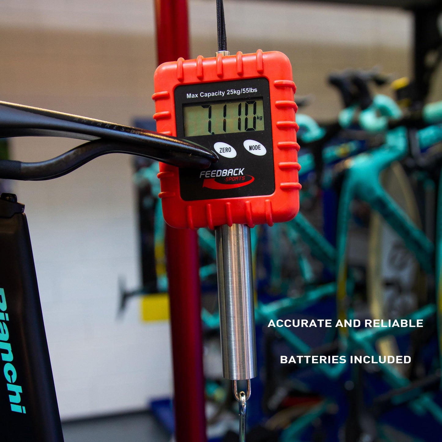 Feedback Sports | Alpine Digital Hanging Scale | for Bicycle, Backpacking, Gear, Luggage | Pounds, Ounces, Grams, Kilograms | 55lbs Capacity