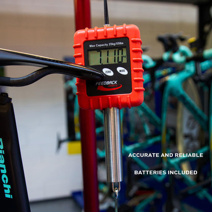 Feedback Sports | Alpine Digital Hanging Scale | for Bicycle, Backpacking, Gear, Luggage | Pounds, Ounces, Grams, Kilograms | 55lbs Capacity