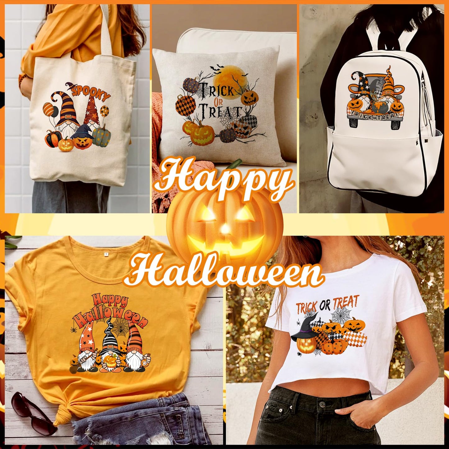 Cysincos Iron on Stickers Heat Transfer Decal Patches Vinyl for T-Shirt Clothing Hat Pillow Backpack DIY Craft Supplies (Halloween-21pcs)