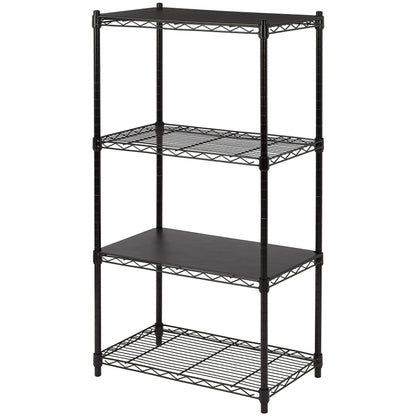 Amazon Basics 3-Shelf Adjustable Heavy Duty Steel Wire Rack Storage Shelving Organizer for Kitchen, Garage, 23.2" L x 13.4" W x 30" H, Black